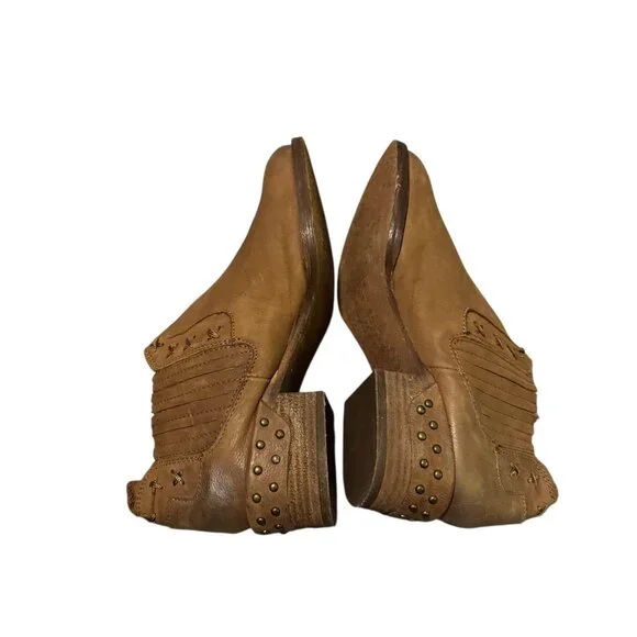 Naughty Monkey Leather Studded Pull On Boots Brown Boho - Picture 5 of 8